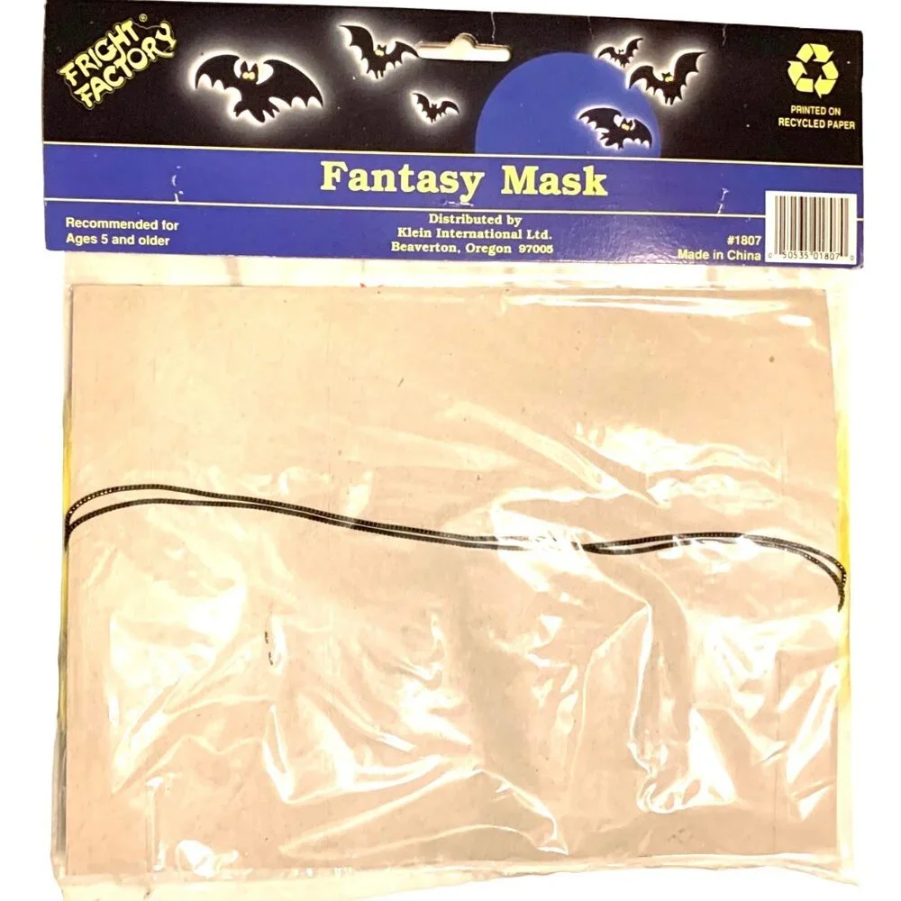 Fright Factory Feather Fantasy Mask Cosplay HalloweeRed Sequin Eyes Yellow Brown